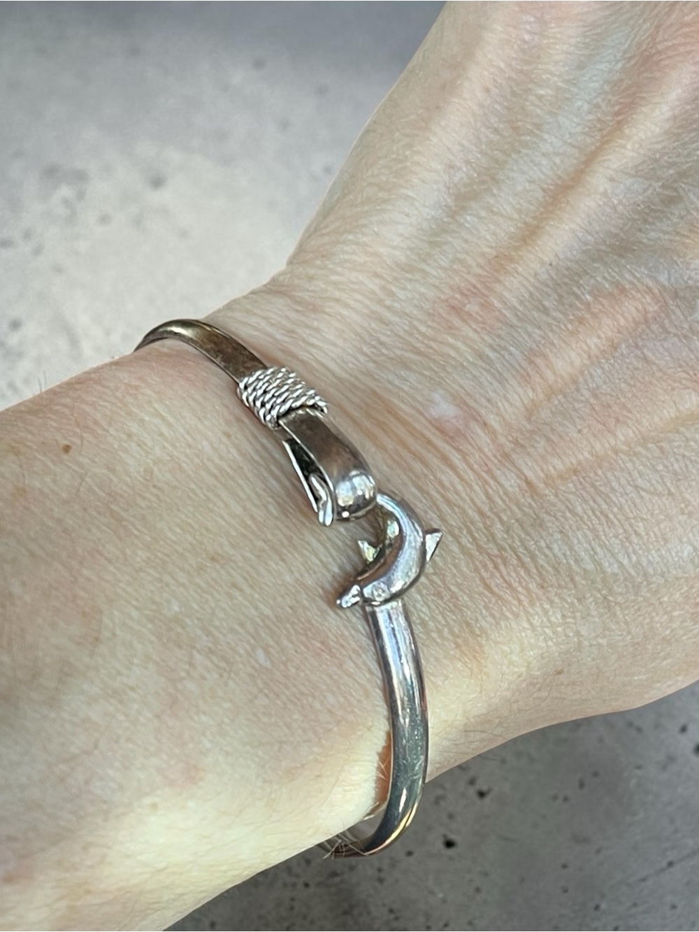 925 Sterling Silver Dolphin Hook Bracelet